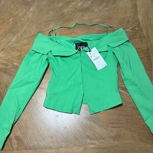 Zara Green Off-Shoulder Women's Top
